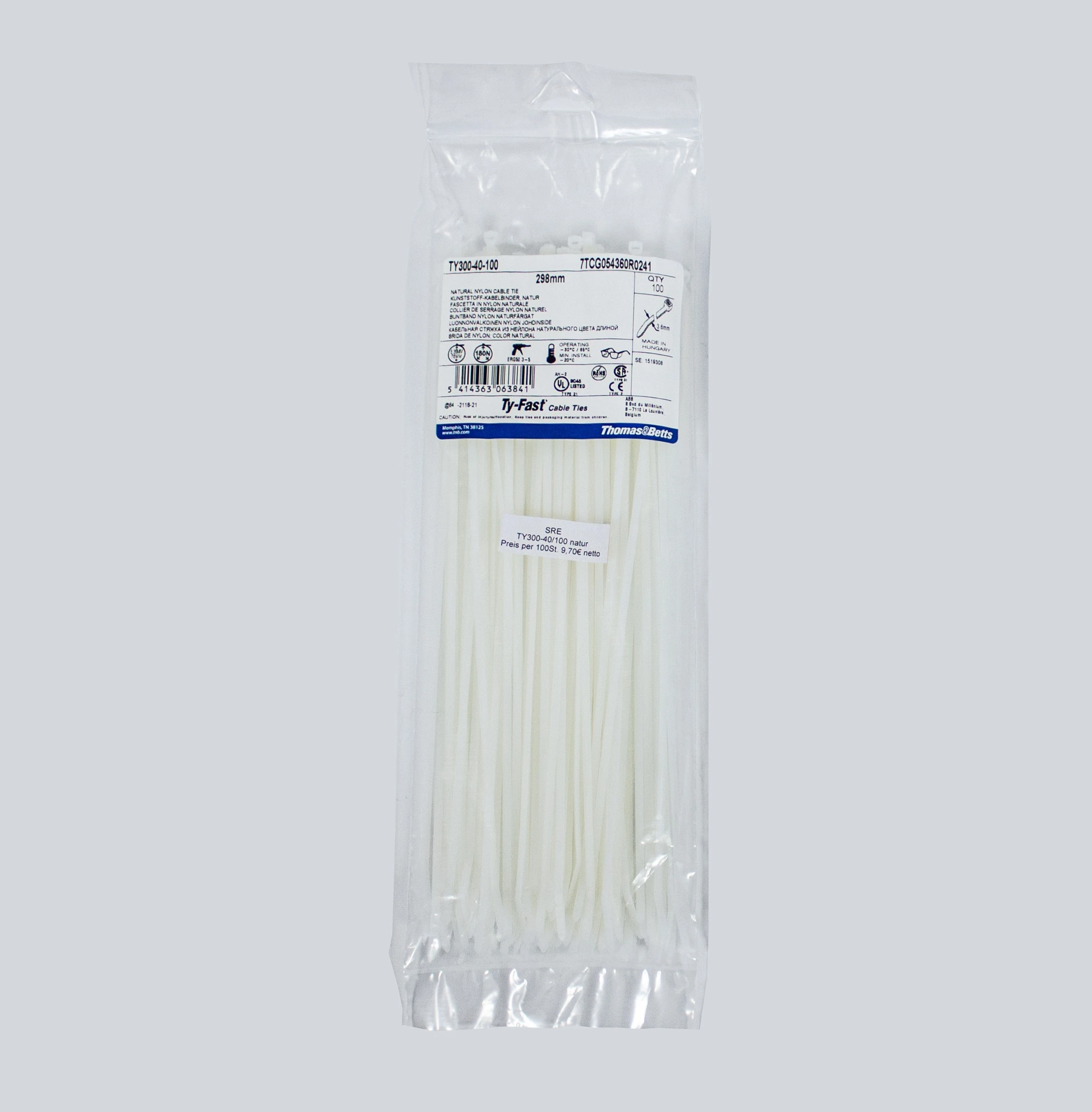 Kabelbinder 100 Stück à 290 mm, weiß